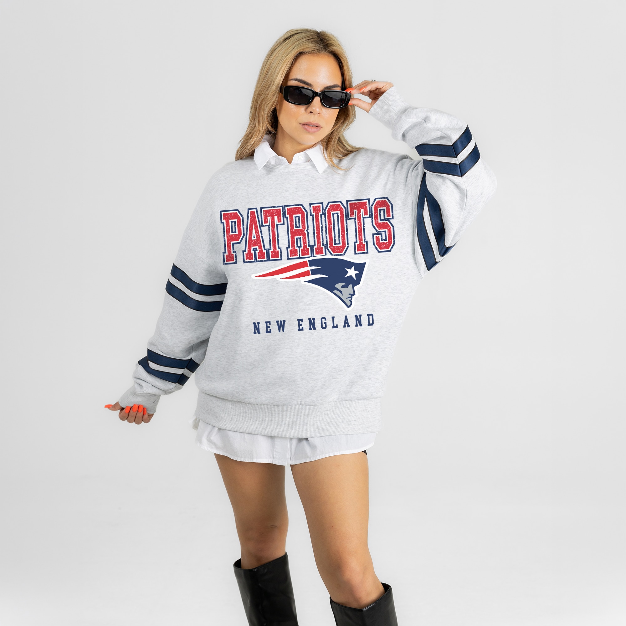 Women's Gameday Couture Ash New England Patriots Stadium Stripes
